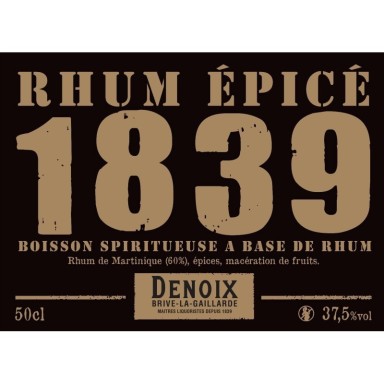 Rhum Epicé 1839 - Boisson spiritueuse à base de rhum - 37,5% vol.